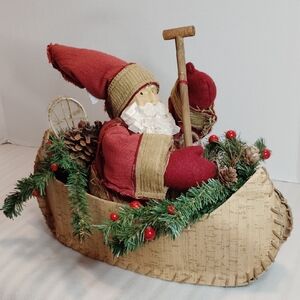Festive Red and Tan Santa Sleigh Decoration